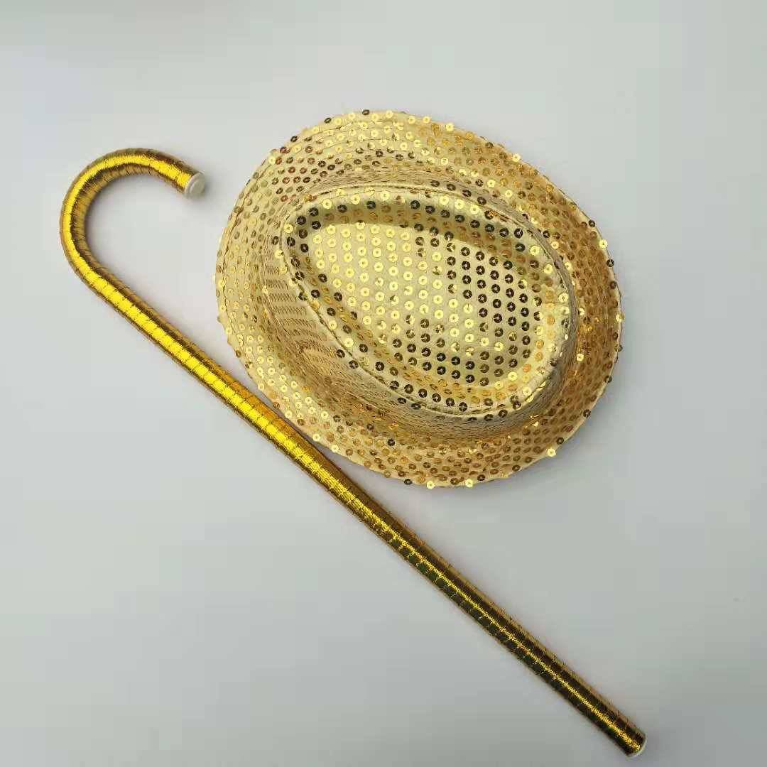 Child gold hat + crutches